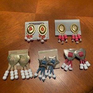 Beaded Metal Western Cowgirl Chunky Set of 5 Earrings